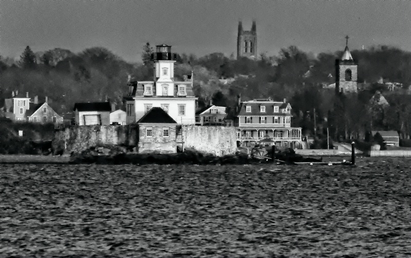 Winter B&w Rose Island Rhode Island Light House