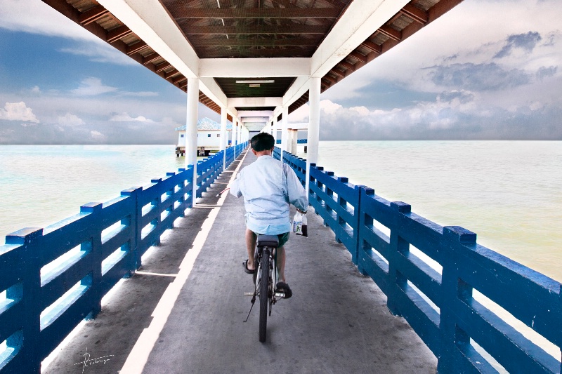 cycling on the jetty