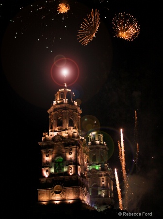 Lens flare added to Cathedral with fireworks