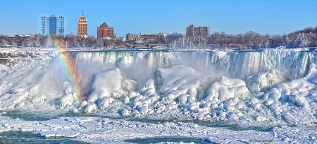 American side of Niagara Falls seen in february