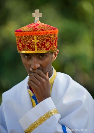 Young holy man at Timket Festival in Gondar, Ethio