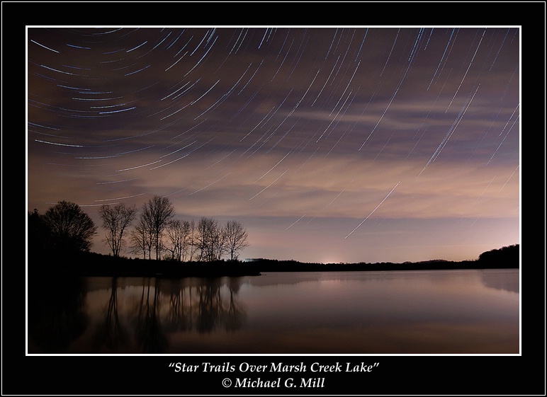 Star Trails Over Marsh Creek Lake