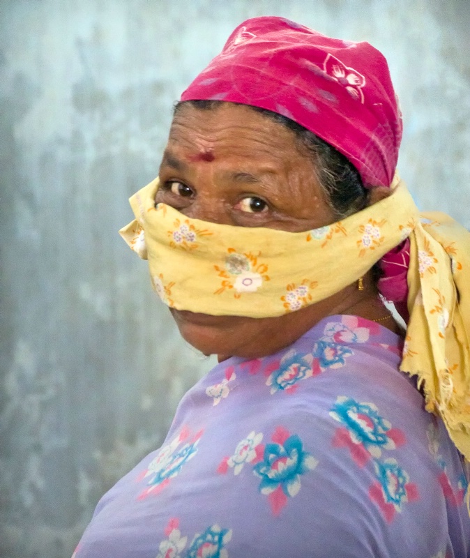 Ginger Factory Employee with Dust Protector