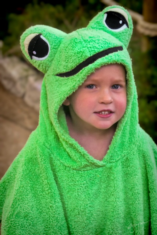 Sam in Frog Suit