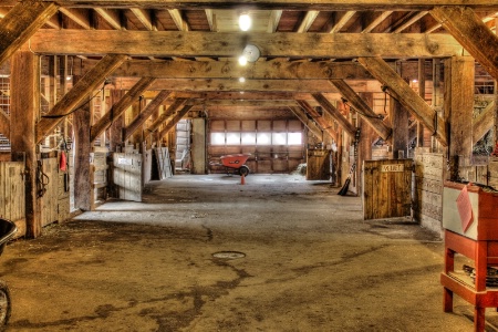 Inside the barn