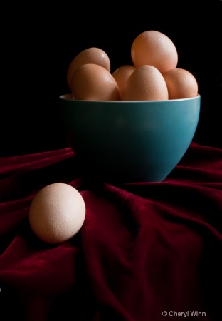 Eggs  in blue bowl
