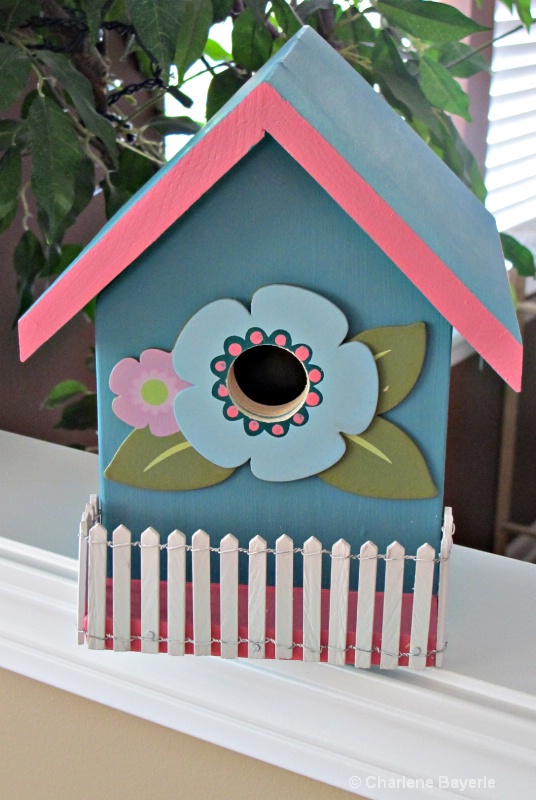 blue flower house  with picket fence 2 003