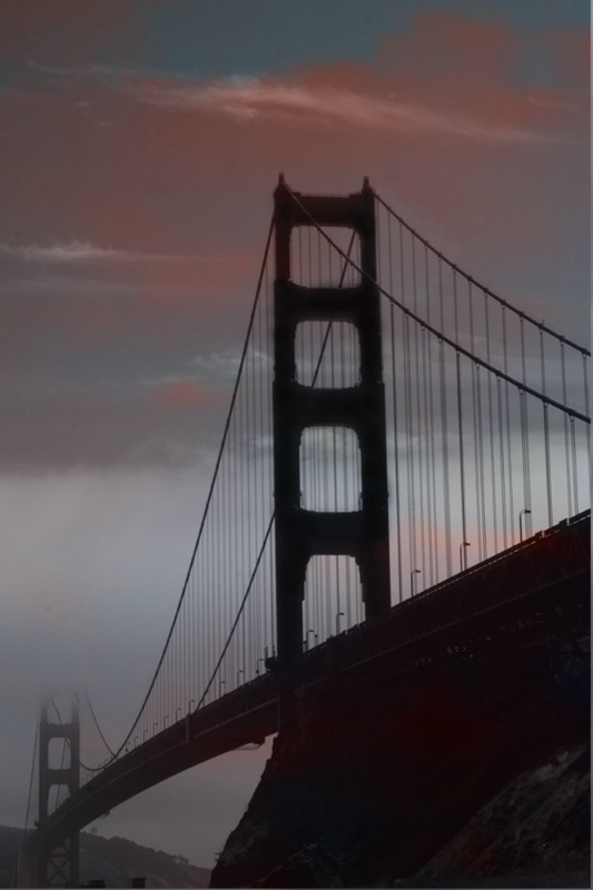 Sunset blended with Golden Gate