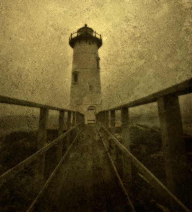 Lighthouse on foggy day