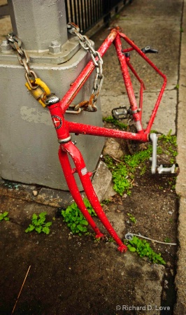 Bicycle frame with lock - New York City