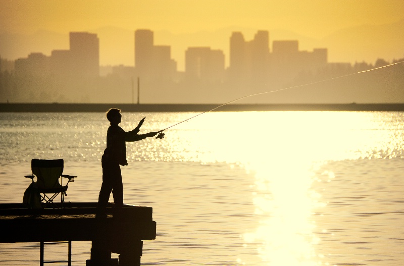 Kyle fishing on Lake Washington