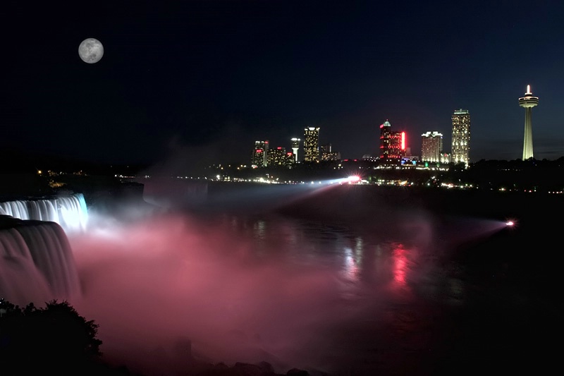 Midnight Moon at Niagara Falls