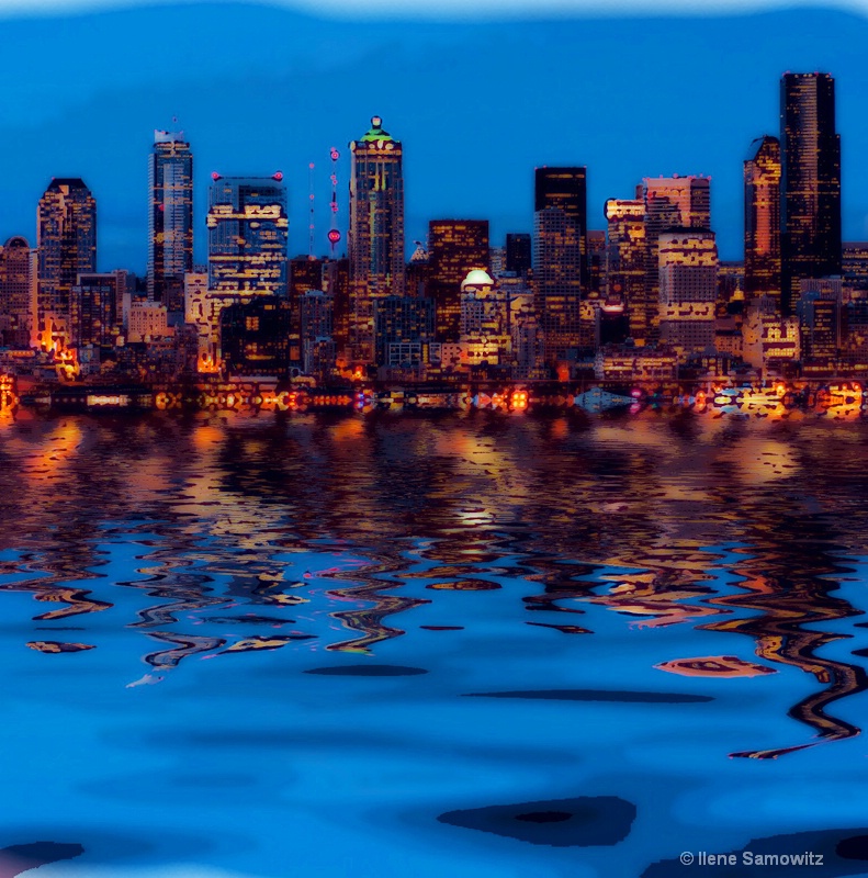 Seattle Lights at Twilight from Alki