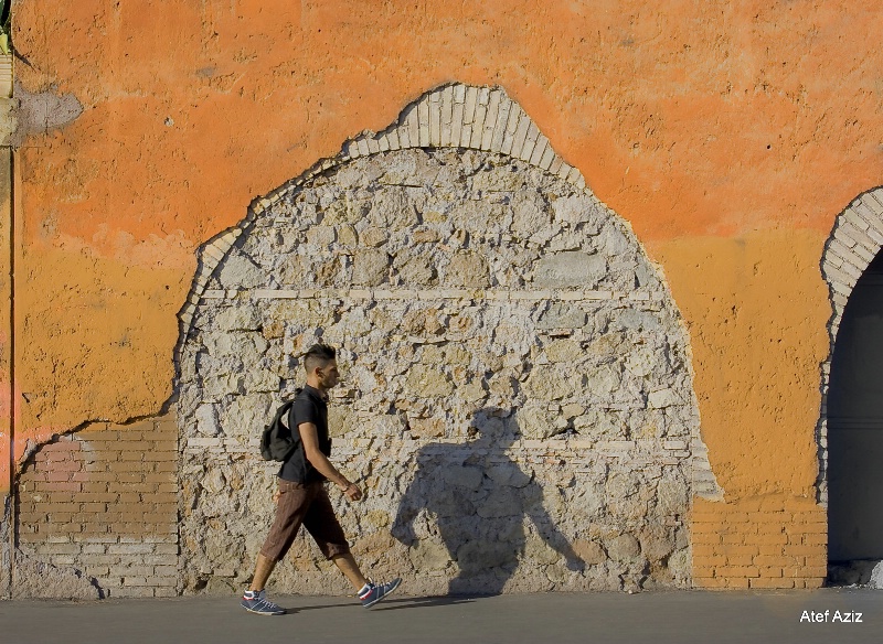 wall ruins shadow and walk