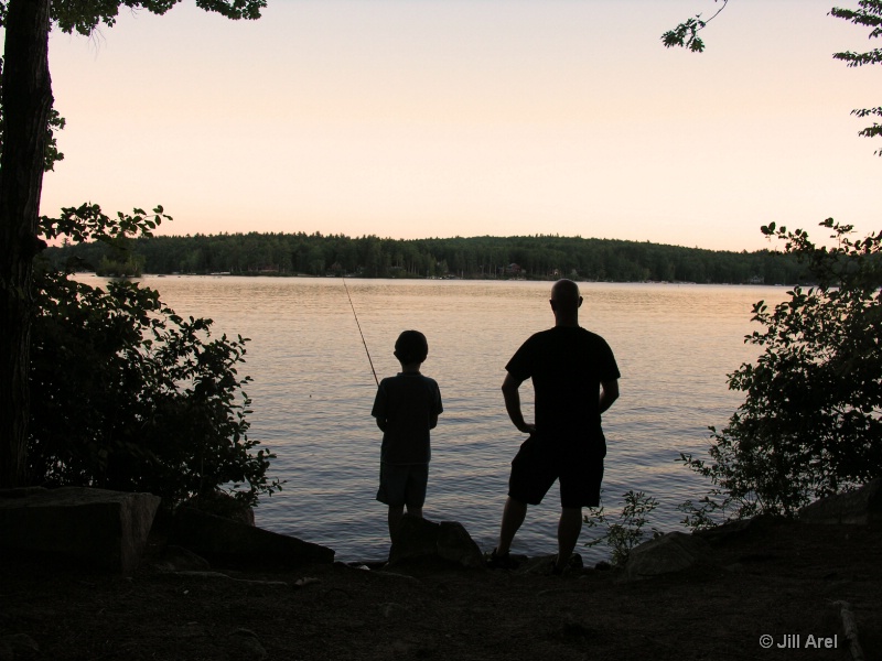 Father & Son Fishing at Sunset