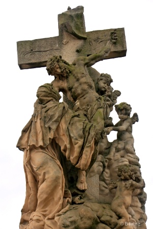 Prague - statue of st. Luitgarda and Christ.