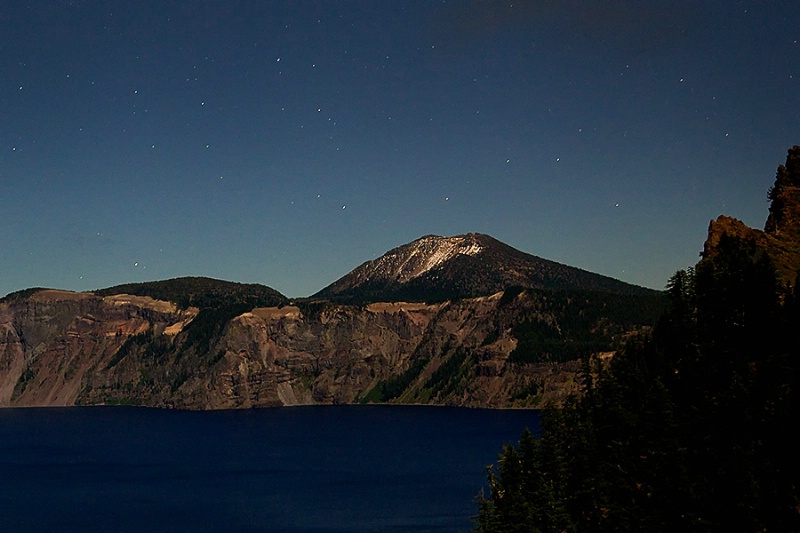 Crater Lake In Moonlight