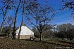 white barn blue s...