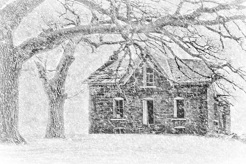Stone House in Winter