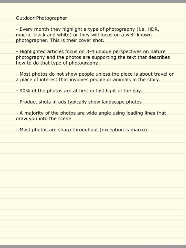 Outdoor Photographer notes