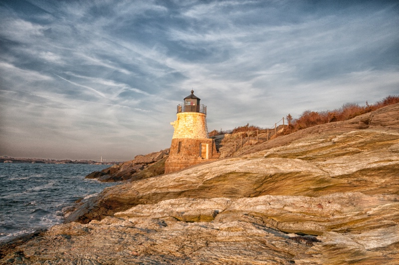 Winter Sunset at Castle Hill Lighthouse Rhode Isla