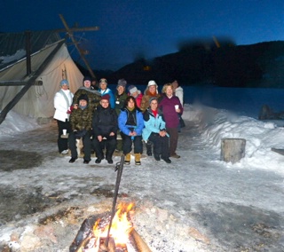 campfire after sleigh ride