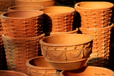 Earthen pots.