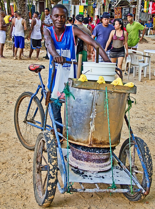 Sweetcorn Vendor On The Beach (Dominican Republic)