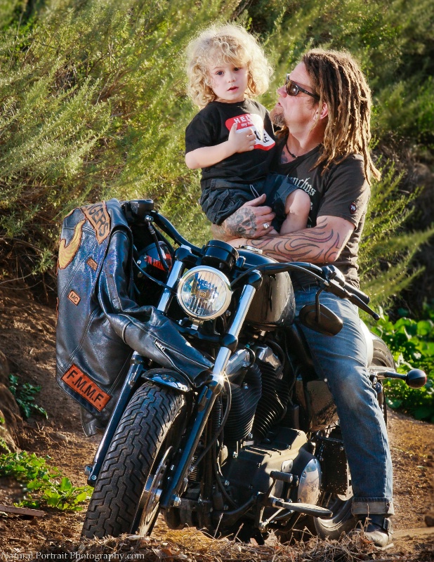 A Boy,  His Dad, and Their Motorcycle
