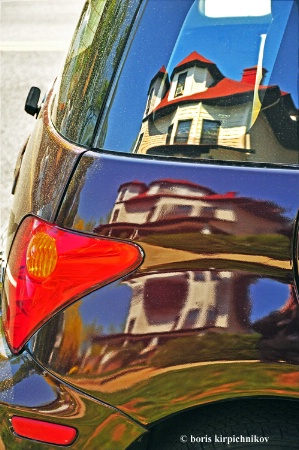  reflections in the car