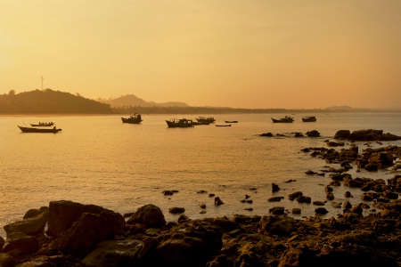 Boats at Ngwe Saung Beach