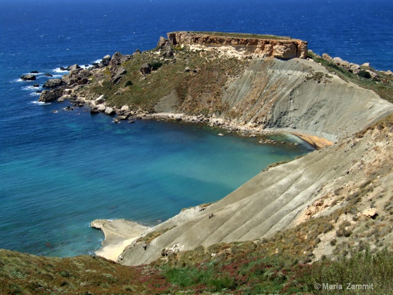 Clay slopes at Gnejna Bay, Malta