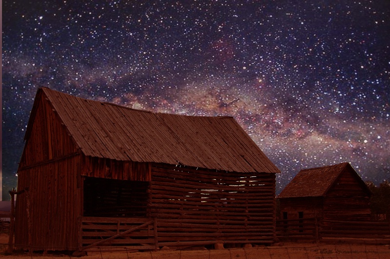 Old barn at night