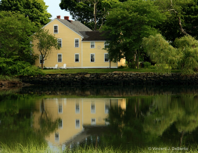 Yellow House Reflection - Wickford - RI