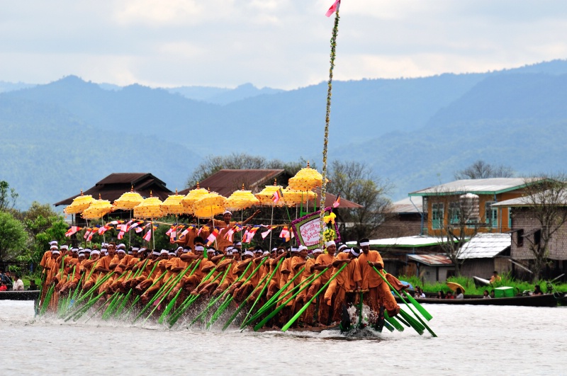 Ceremony in Inle Lake  with Traditional Boats