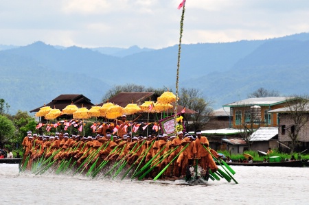 Ceremony in Inle Lake  with Traditional Boats