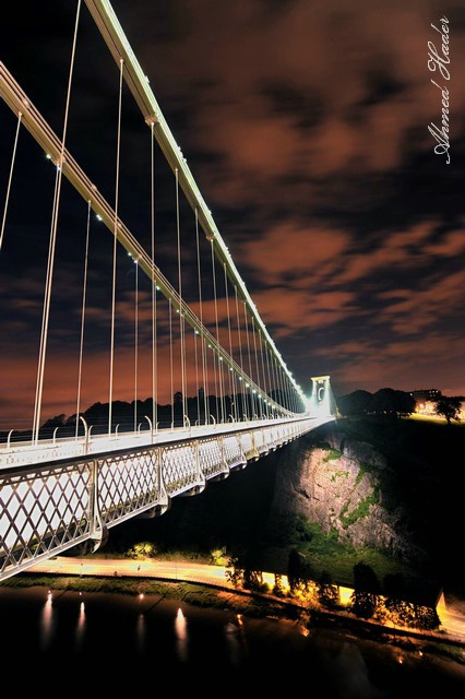 Bridge in Bristol at night