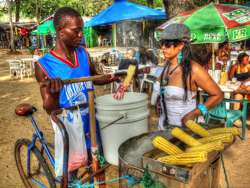 Selling Sweetcorn At The Beach (Dominican Republic