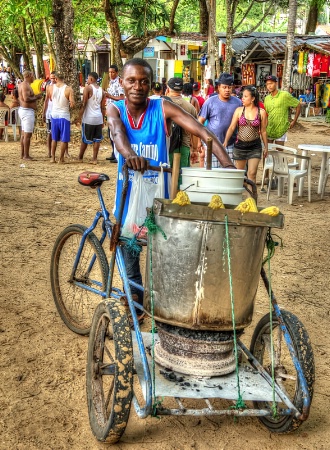 Corn Vendor On The Beach (Dominican Republic)