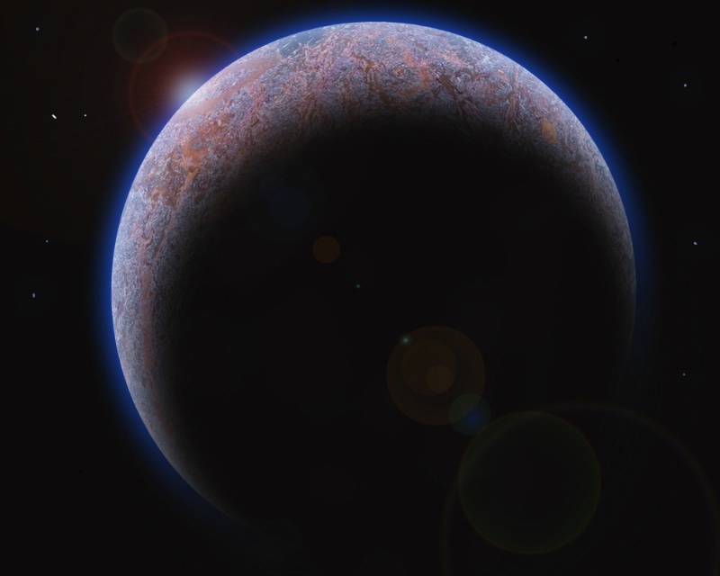 Planet with lens flare