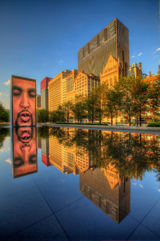 Crown Fountain Reflection