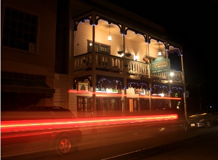 National Hotel & traffic streaks, Jamestown, CA 