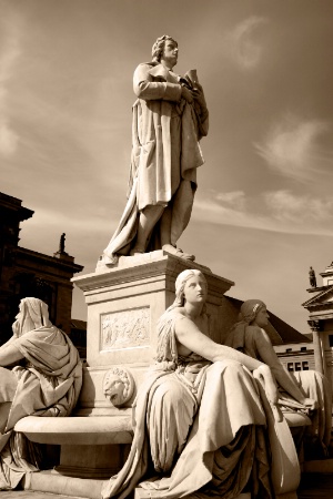 Statues in Berlin Plaza, Sepia