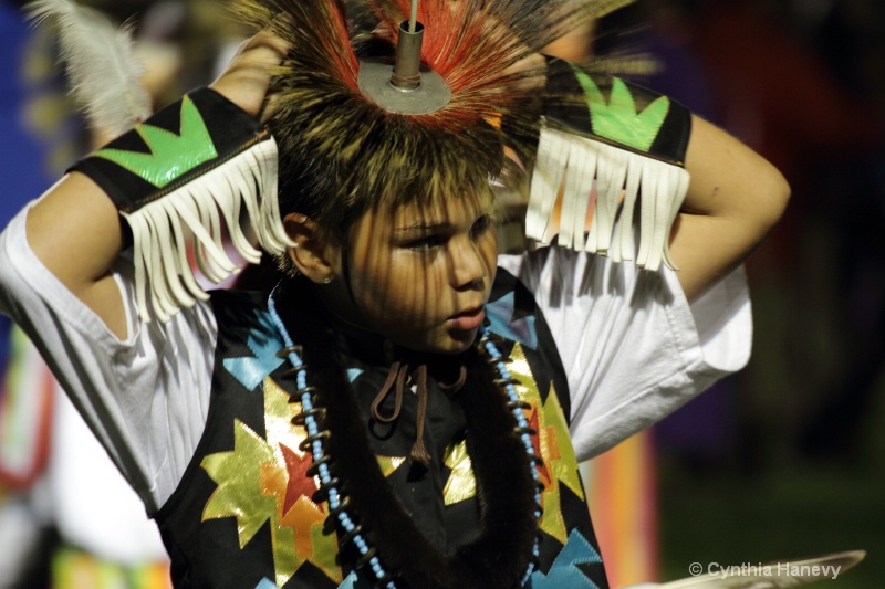 Young native American boy in traditional dress at 