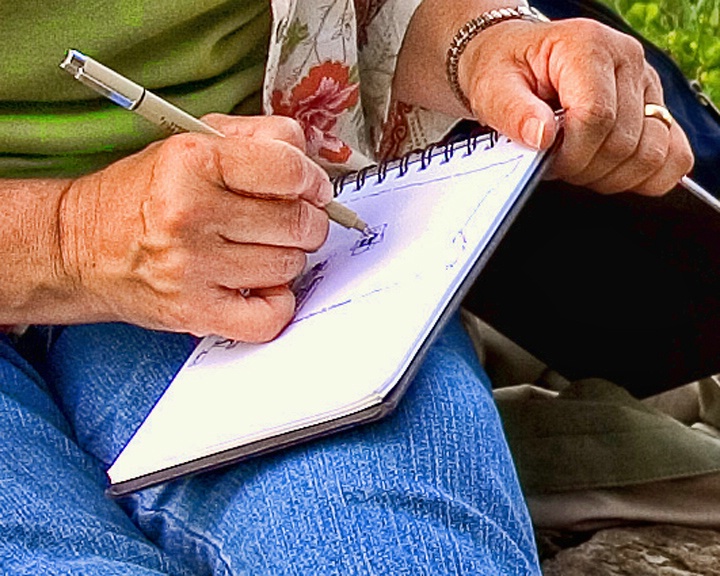 Sketching at Polruan, Cornwall