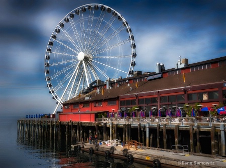 Seattle Downtown Pier with Ferris Wheel