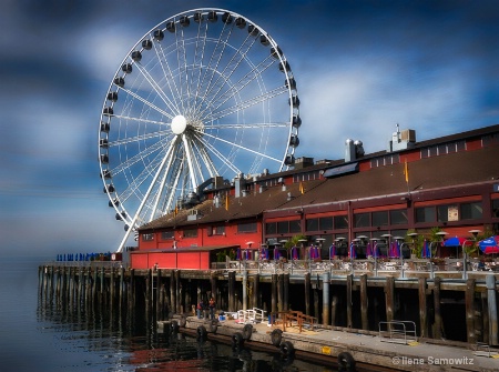 Seattle Downtown Pier with Ferris Wheel
