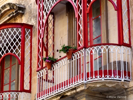 Red Balconies in Mdina, Malta
