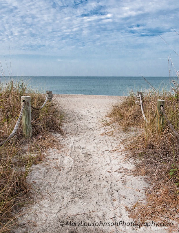 beach entry path with posts