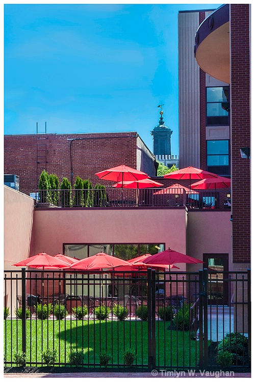 Exterior Patio's, View of Courthouse Steeple - ID: 13534088 © Timlyn W. Vaughan